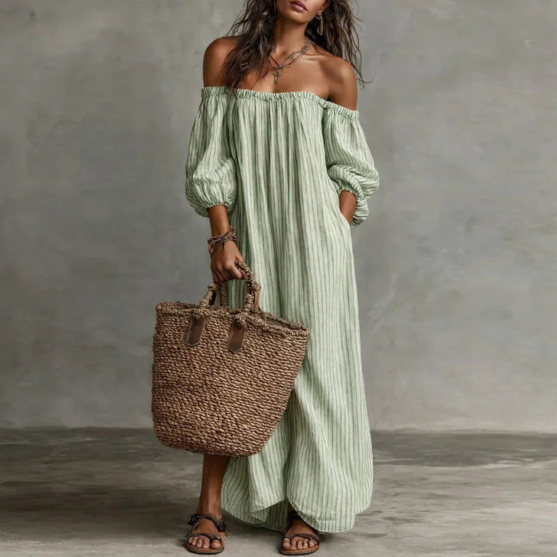 Treends Puff Off-Shoulder Vintage Dress