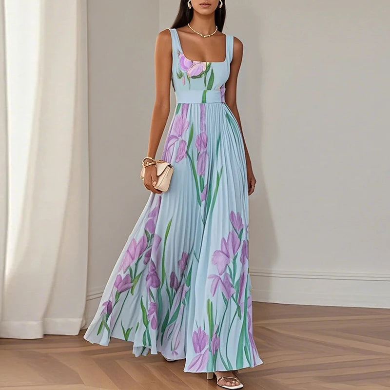 Treends Floral Print High Waist Long Dress