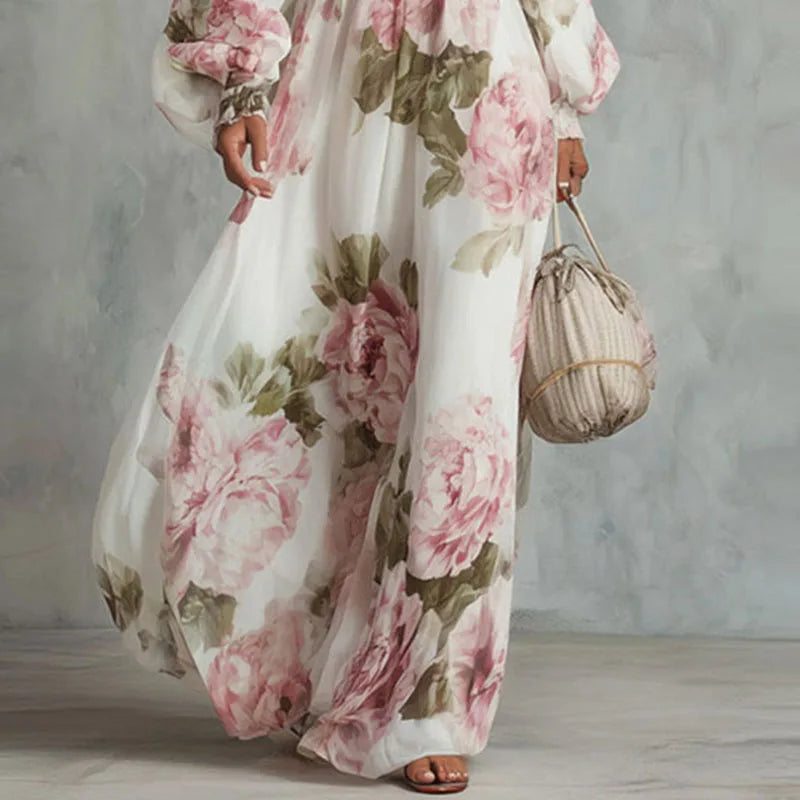Treends Boho Off Shoulder Floral Maxi Dress