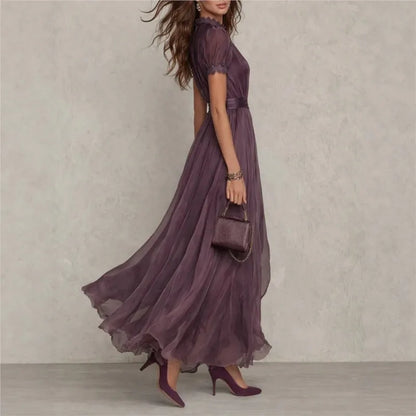 Treends Vintage Spliced Hollow Maxi Dress