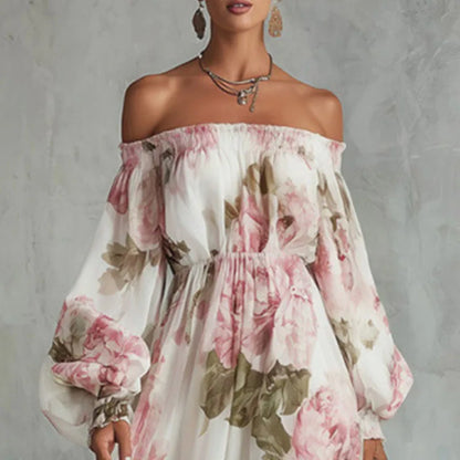Treends Boho Off Shoulder Floral Maxi Dress
