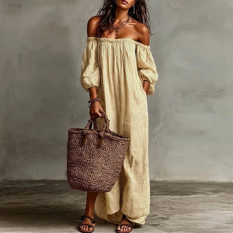 Treends Puff Off-Shoulder Vintage Dress