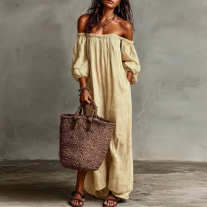 Treends Puff Off-Shoulder Vintage Dress