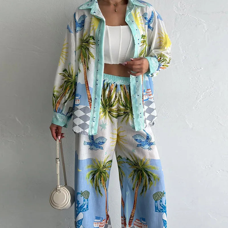 Treends Loose Linen High Waist 2pc Sets