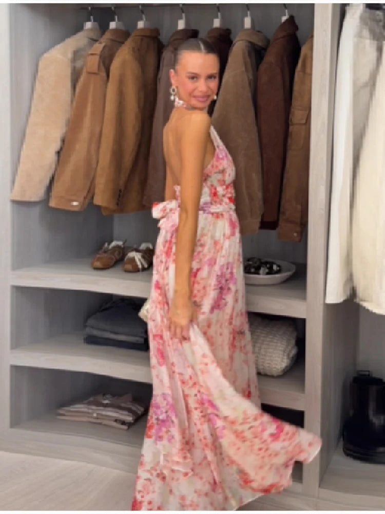 Treends Floral Maxi V-neck Dress