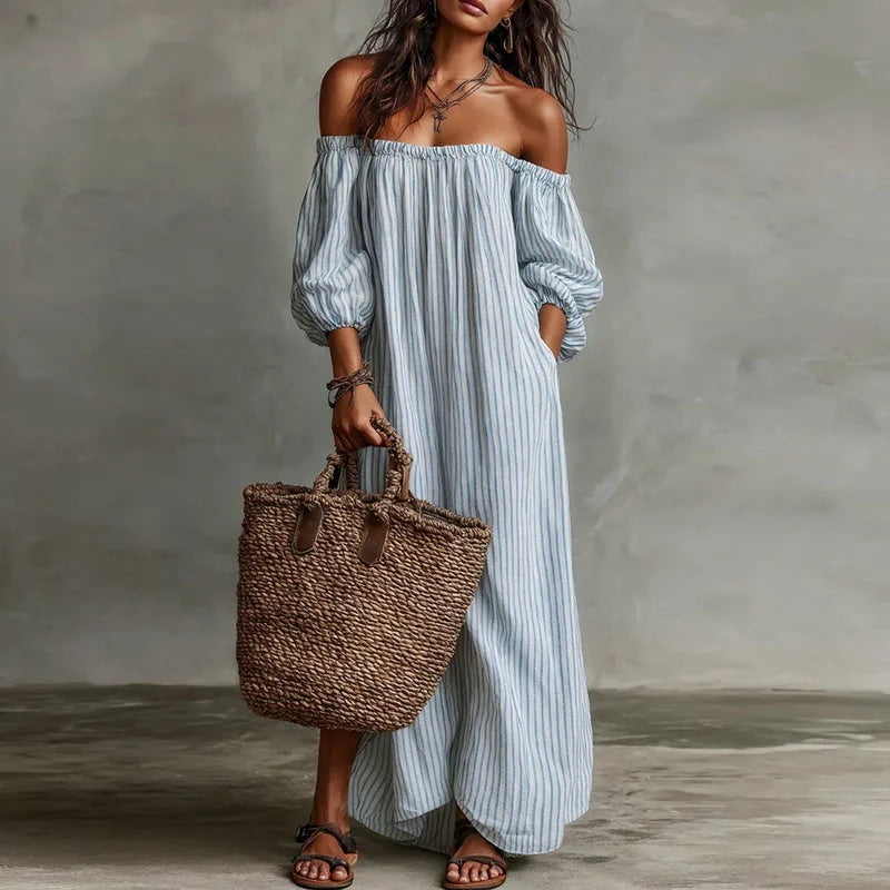 Treends Puff Off-Shoulder Vintage Dress