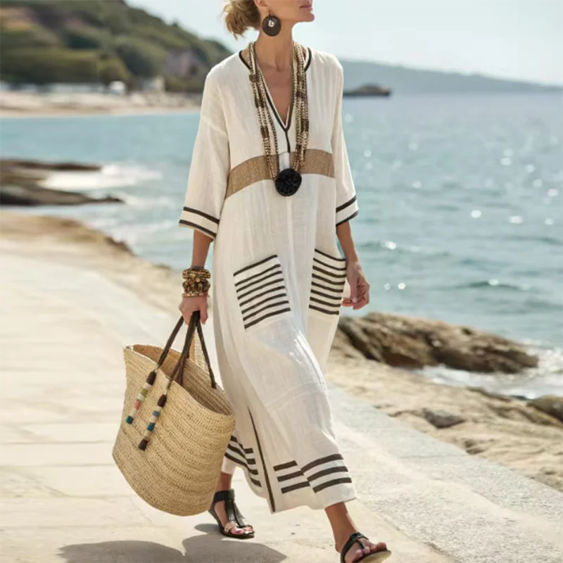 Treends Striped Vintage Bohemian Dress