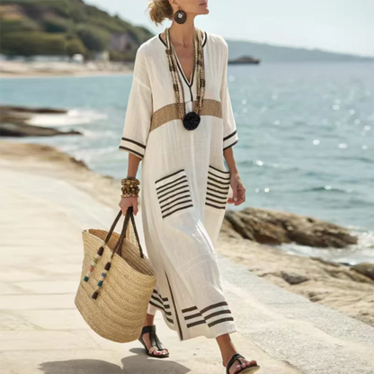 Treends Striped Vintage Bohemian Dress