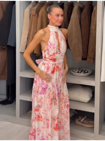 Treends Floral Maxi V-neck Dress