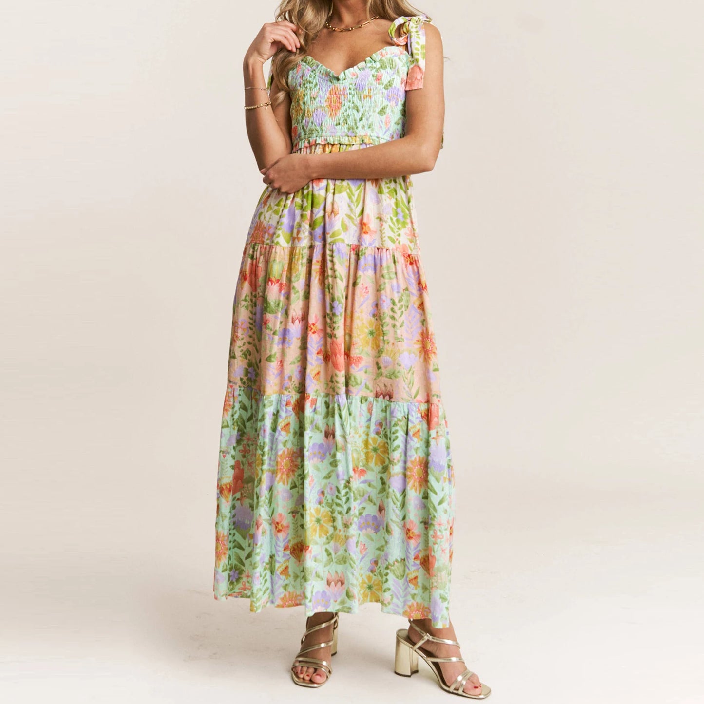 Treends Casual Tie up Straps Floral Dress