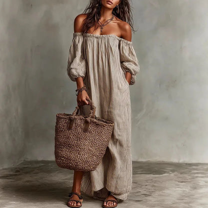 Treends Puff Off-Shoulder Vintage Dress