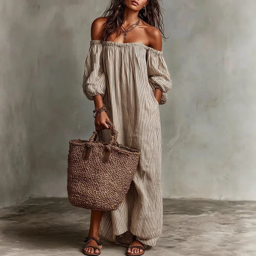 Treends Puff Off-Shoulder Vintage Dress