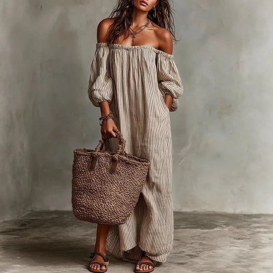 Treends Puff Off-Shoulder Vintage Dress
