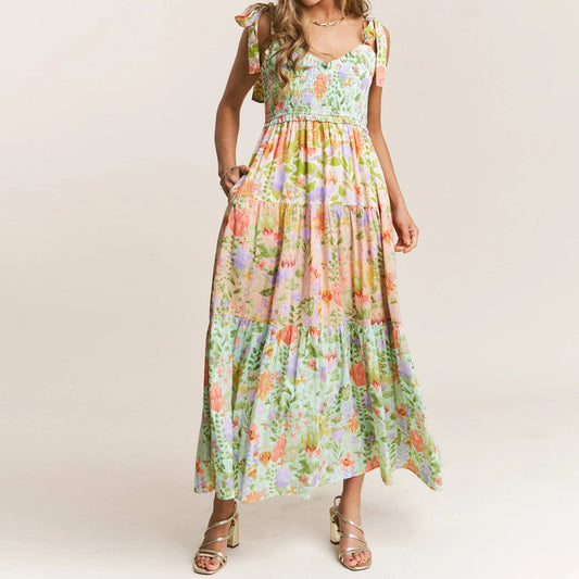 Treends Casual Tie up Straps Floral Dress