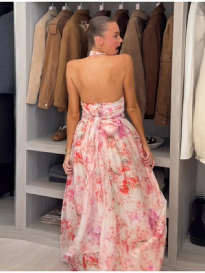 Treends Floral Maxi V-neck Dress