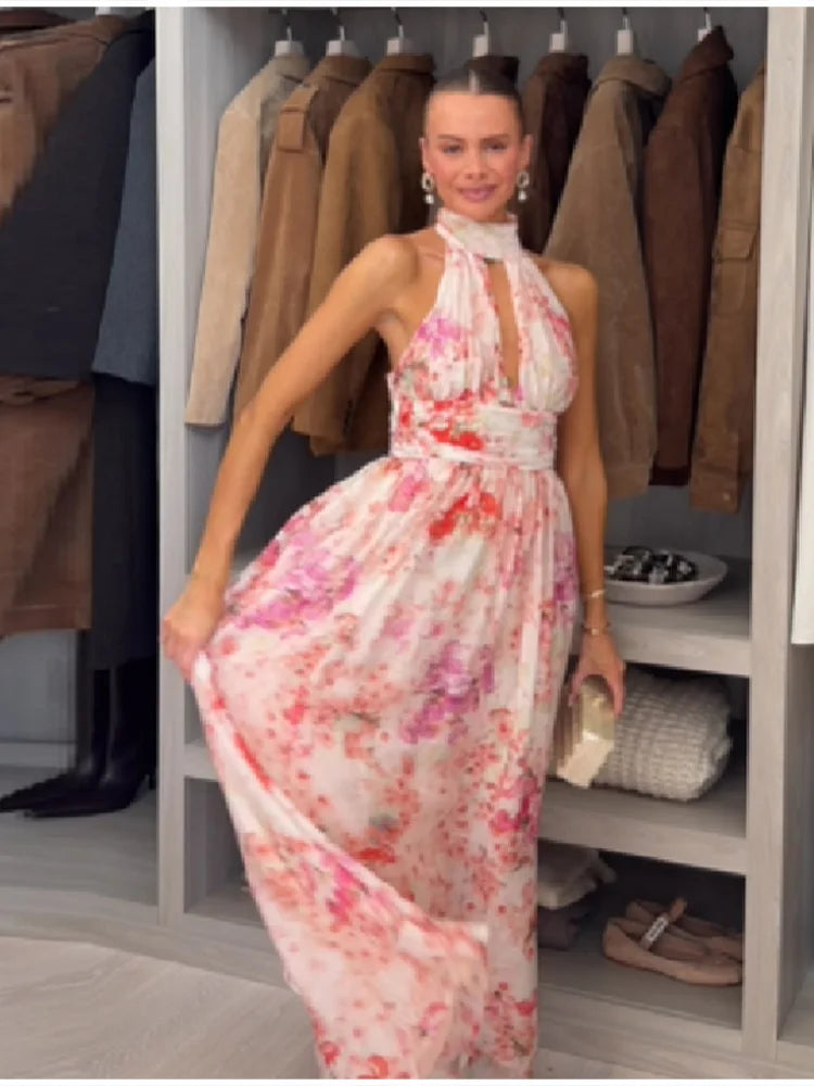Treends Floral Maxi V-neck Dress
