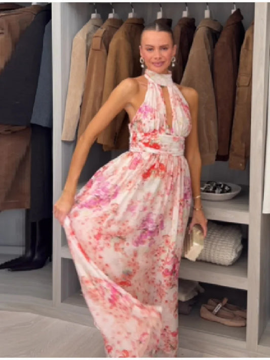 Treends Floral Maxi V-neck Dress