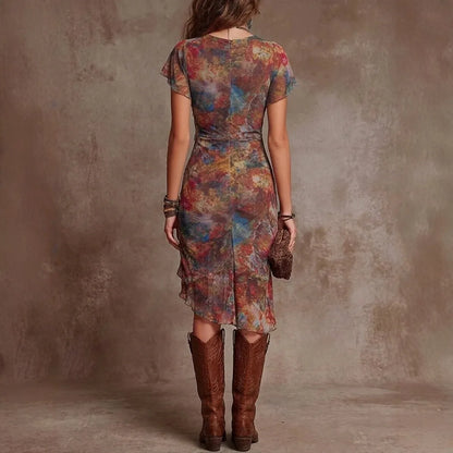 Treends V-neck Floral Elegant Dress