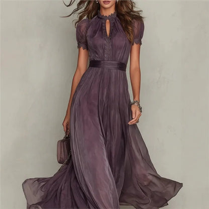Treends Vintage Spliced Hollow Maxi Dress