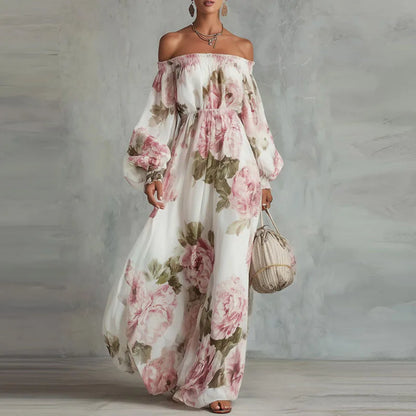 Treends Boho Off Shoulder Floral Maxi Dress
