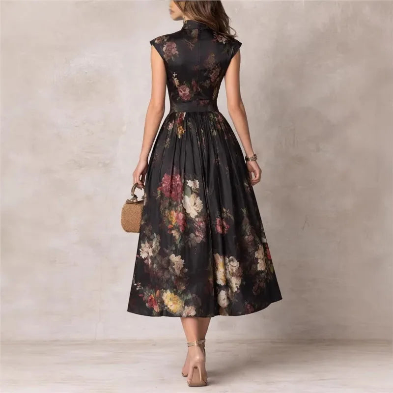 Treends Keyhole Floral Satin Dress