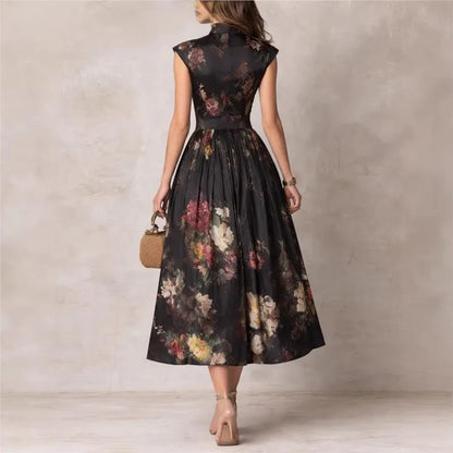 Treends Keyhole Floral Satin Dress