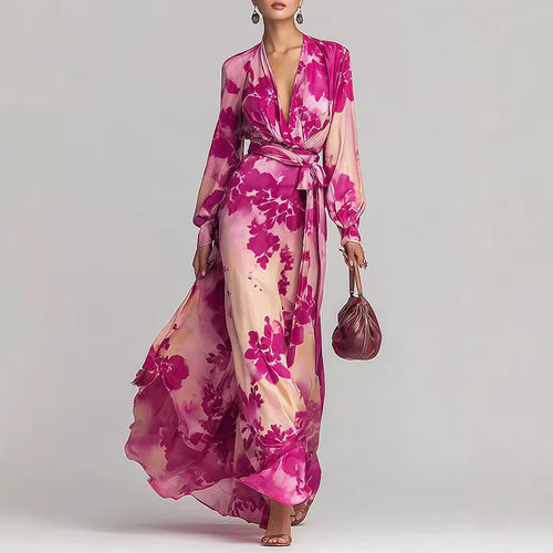 Treends Chic Mirage Floral V Neck Maxi Dress