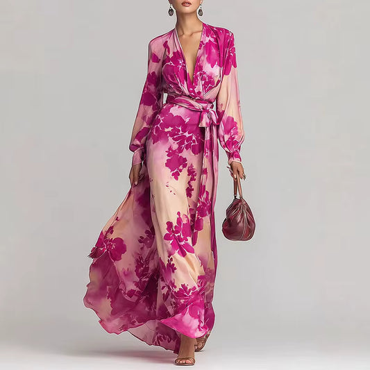 Treends Chic Mirage Floral V Neck Maxi Dress