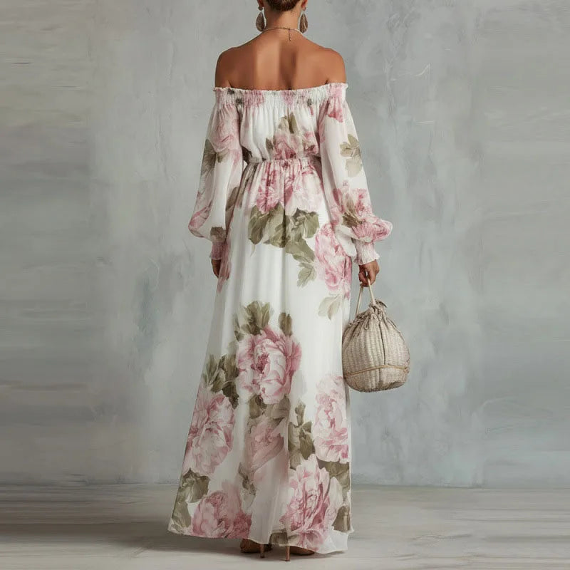 Treends Boho Off Shoulder Floral Maxi Dress