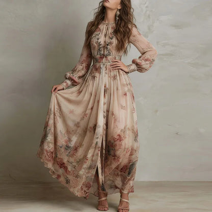 Treends Vintage Floral High Waist Dress