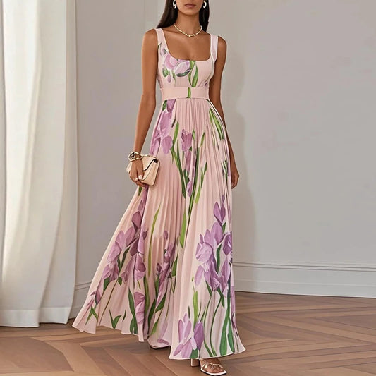 Treends Floral Print High Waist Long Dress