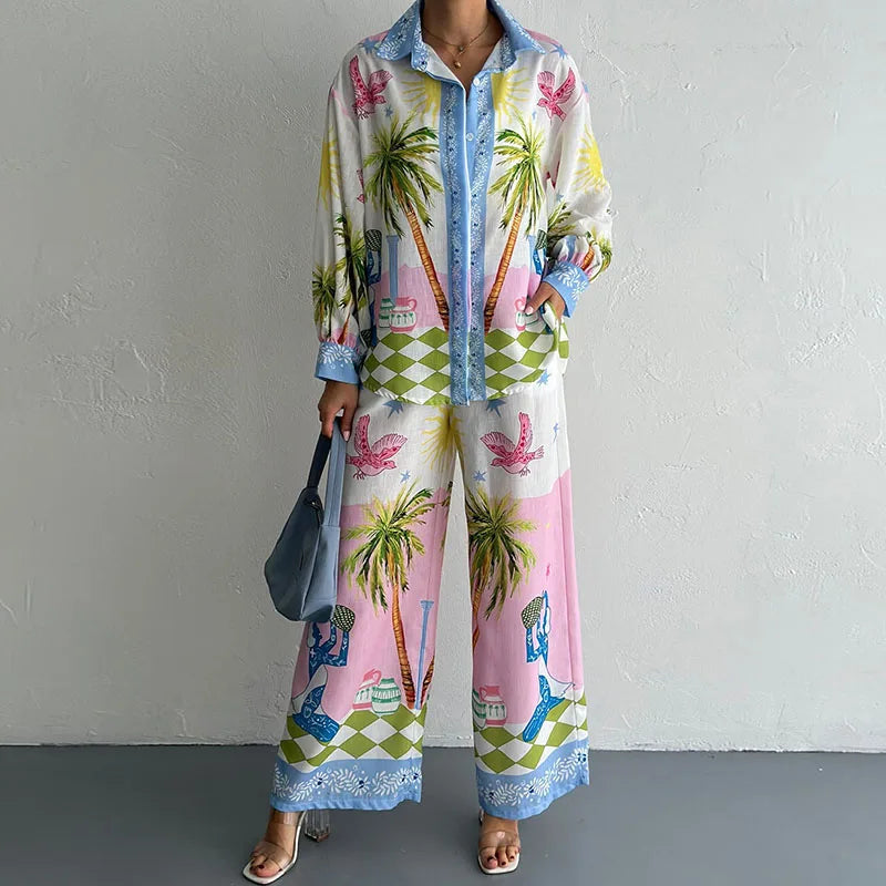 Treends Loose Linen High Waist 2pc Sets