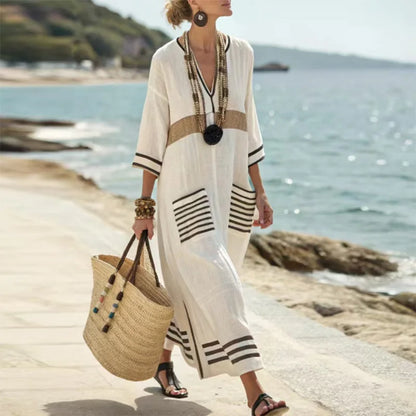 Treends Striped Vintage Bohemian Dress