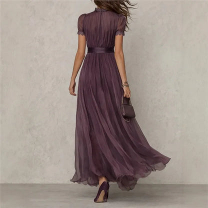 Treends Vintage Spliced Hollow Maxi Dress