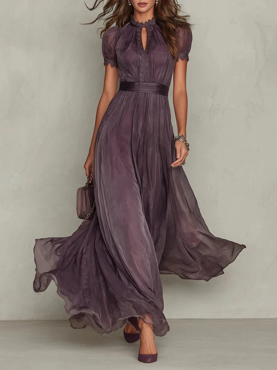 Treends Vintage Spliced Hollow Maxi Dress