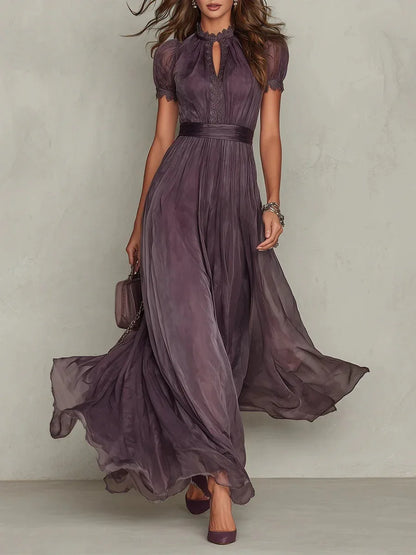 Treends Vintage Spliced Hollow Maxi Dress