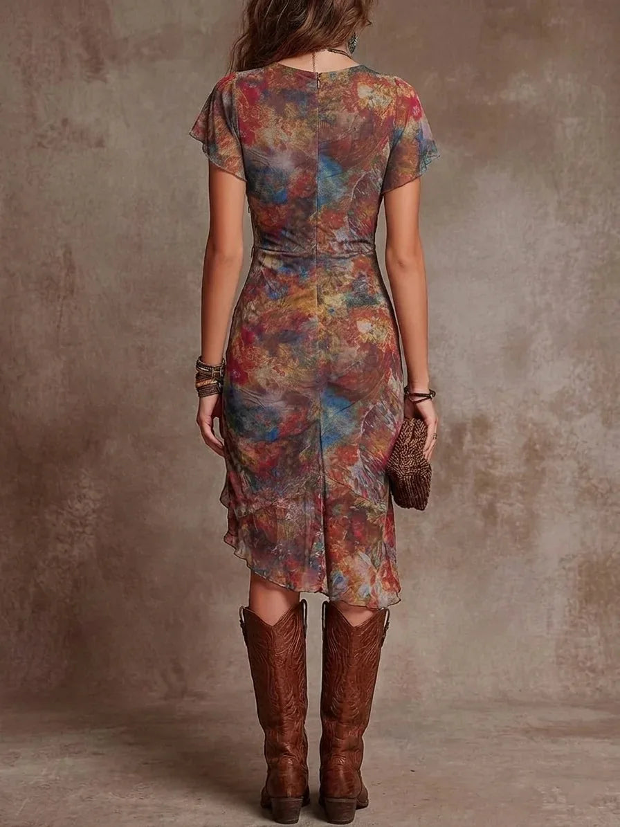Treends V-neck Floral Elegant Dress