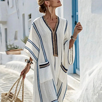 Treends Striped Vintage Bohemian Dress