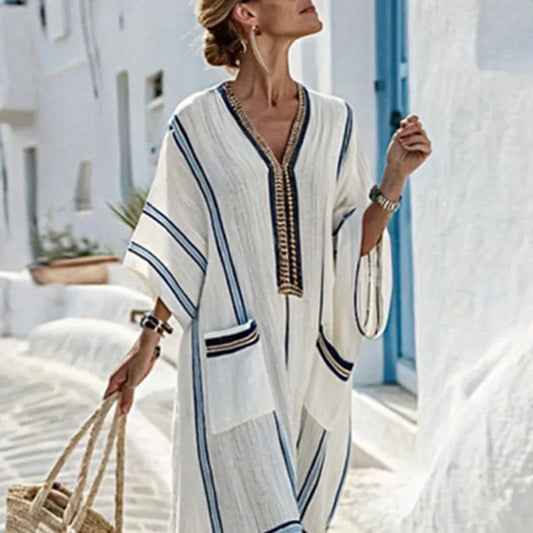 Treends Striped Vintage Bohemian Dress
