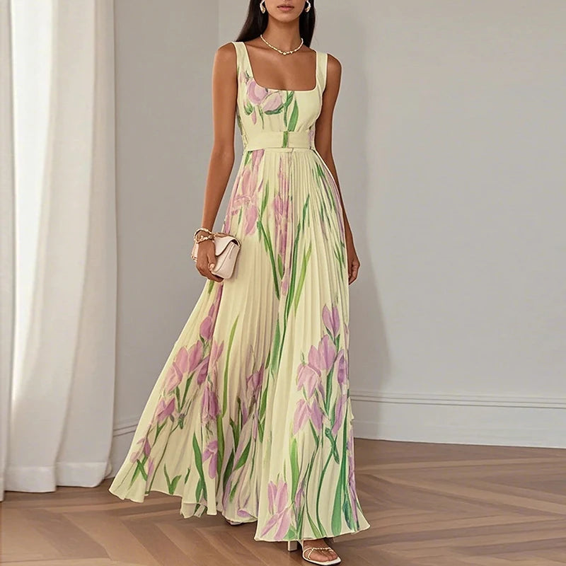 Treends Floral Print High Waist Long Dress