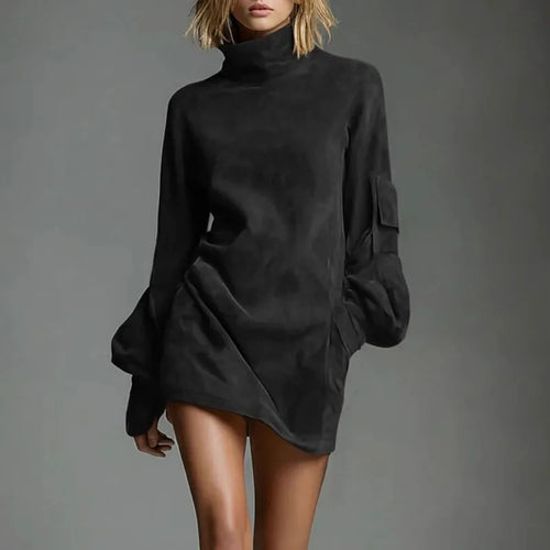 Treends Suede Mini Turtleneck  Dress